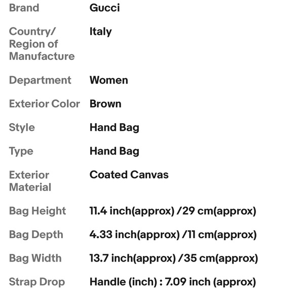 R718 Vintage Gucci hand bag brown coated canvas. - Picture 9 of 9